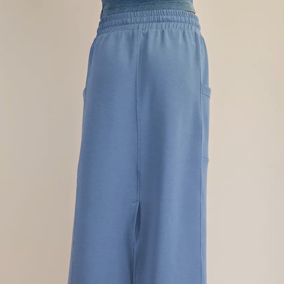 Paradise Blue Boxy Crew Neck Short Sleeve Modal Scuba fabric with long skirt set - Picture 7 of 8